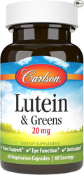 Carlson - Lutein &amp Greens 20 mg Vision Support &amp Eye Function Antioxidant 60 Vegetarian Capsules