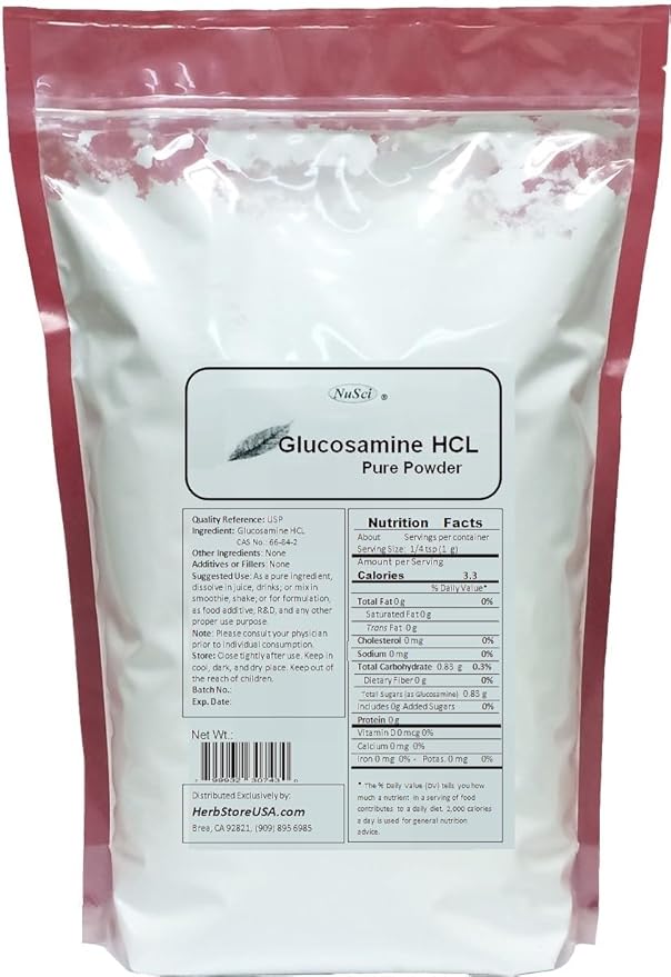 Glucosamine HCL Powder Bulk Pure (1500 g (3.3 Lb)