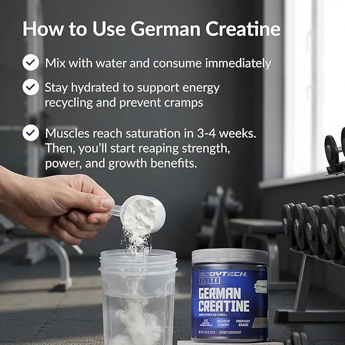 German Creatine with Creapure a for Enhanced Strength Size and Power a Blue Lemon (11.75 oz./55 Servings)