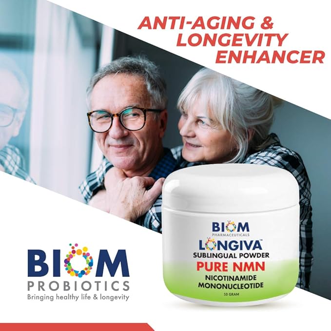 Biom NMN Sublingual Powder. Advanced Nanotized Nicotinamide Mononucleotide Mitochondrial Regeneration Sirtuin Activation Cellular Energy