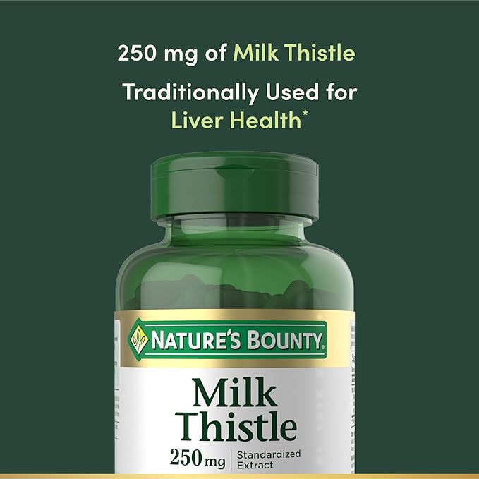 Nature's Bounty Milk Thistle Capsules Traditionally Used for Liver Health Herbal Supplement 250 mg per Serving 200 Count