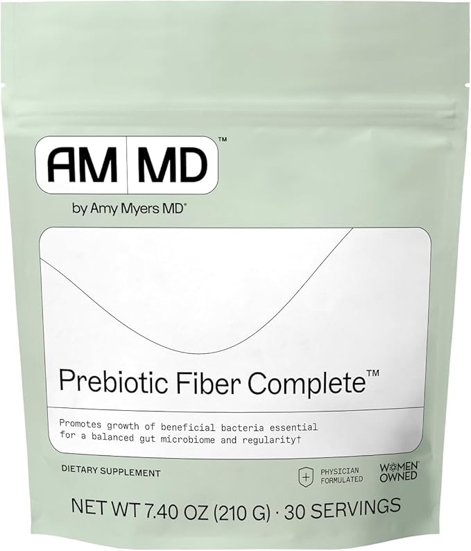 Amy Myers MD Prebiotic Fiber Powder - Gut Support - Organic Acacia Fiber - Keto Friendly - Gluten Free Egg Free Non-Dairy Non-GMO - 30 Servings