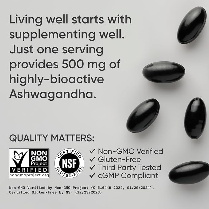 Sports Research® Ashwagandha Softgels with Coconut MCT Oil - Natural Ayurvedic Adaptogen Made with Shoden® Ashwa for Relaxation Calm &amp Sleep Support - Gluten Free &amp Vegan Friendly - 120 Count