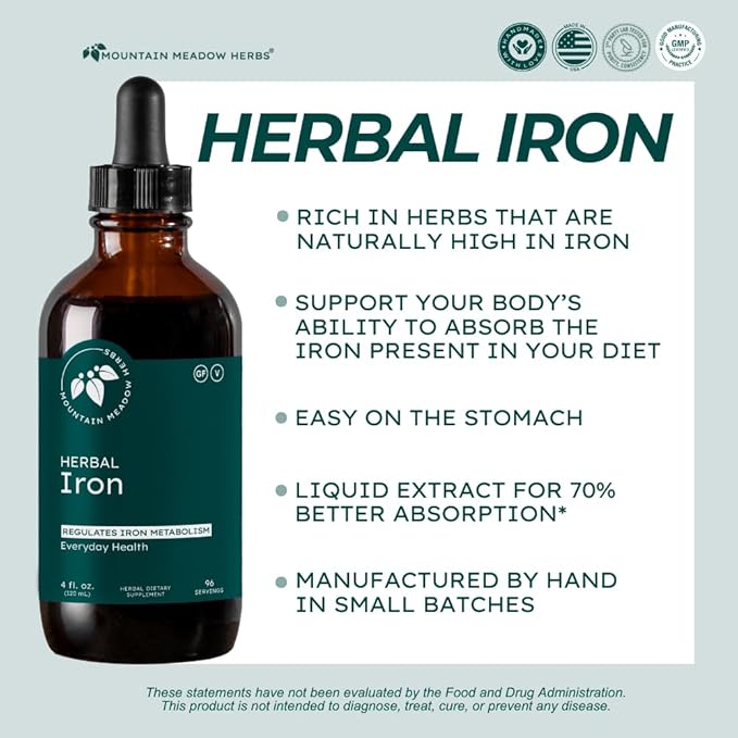 Mountain Meadow Herbs - Herbal Iron - 4 oz - Gentle Herbs to Support and Regulate Iron Metabolism and Absorption