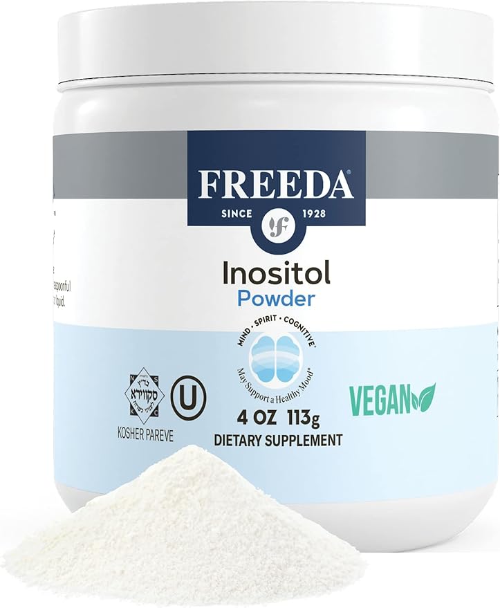 FREEDA Pure Myo-Inositol Powder – Vitamin B8 for Hormone Mood &amp Cellular Health – Supports Fertility Focus Energy &amp Nervous System Function – Kosher Vegan Non-GMO Gluten-Free (4 oz)