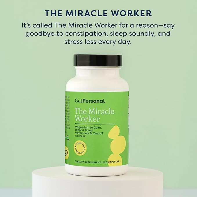 The Miracle Worker Magnesium Capsule Supplement: Reduce Stress and Improve Sleep Quality and Regularity While Easing Muscle Cramps Capsules 60 Servings 120 ct