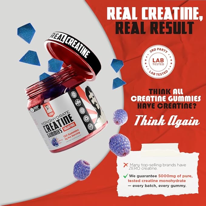 Old School Labs 2-Pack Creatine Monohydrate Gummies - 5g per Serving Best Creatine for Men and Women Gain Muscle Max Absorption Increase Strength Boost Memory Muscle Growth - 120 Vegan Gummies