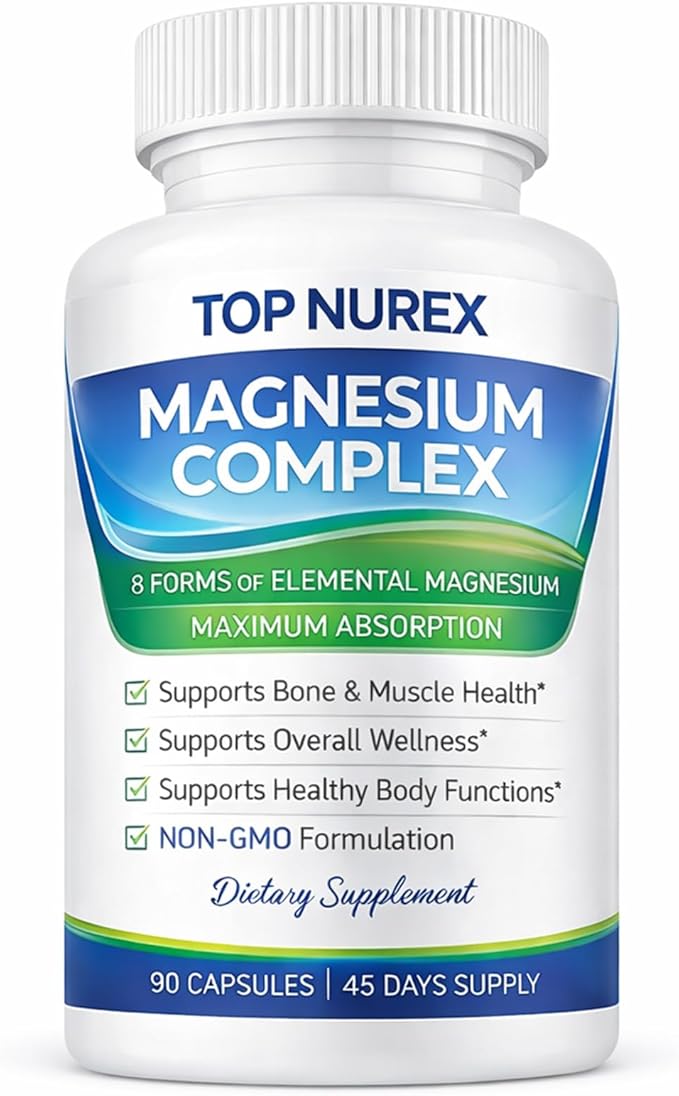 Top Nurex Magnesium Complex Ultra for Women 1000mg – 8 Elemental Magnesium Blend with Glycinate Citrate Malate &amp Taurate High Absorption Magnesium Supplement for Daily Wellness Vegan Non-GMO