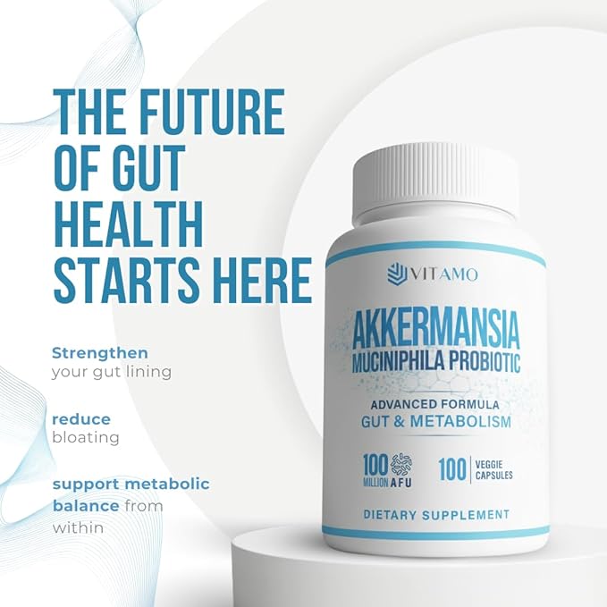 Vitamo Akkermansia Muciniphila Probiotic Supplement - 100 Million AFU GLP-1 Activator for Weight Loss Support - Metabolic &amp Digestive Health for Men &amp Women – Made in USA – 100 Capsules