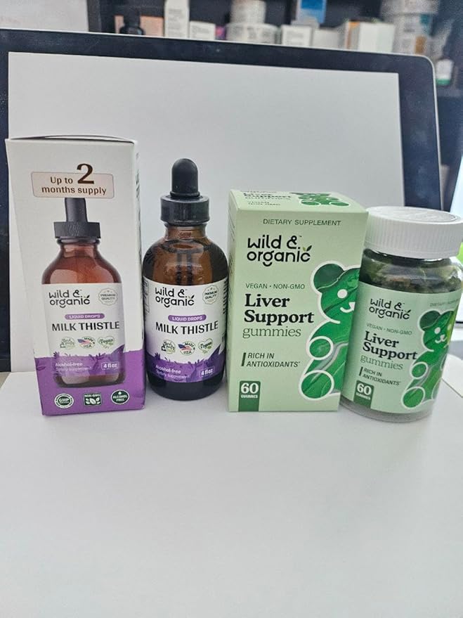 Wild &amp Organic Milk Thistle Tincture 4 fl oz Liver Support Gummies 60 Count