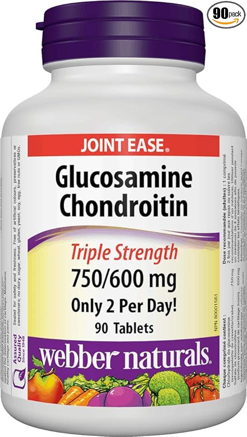 Webber Naturals Glucosamine Chondroitin Triple Strength 750/600 mg 90 Tablets