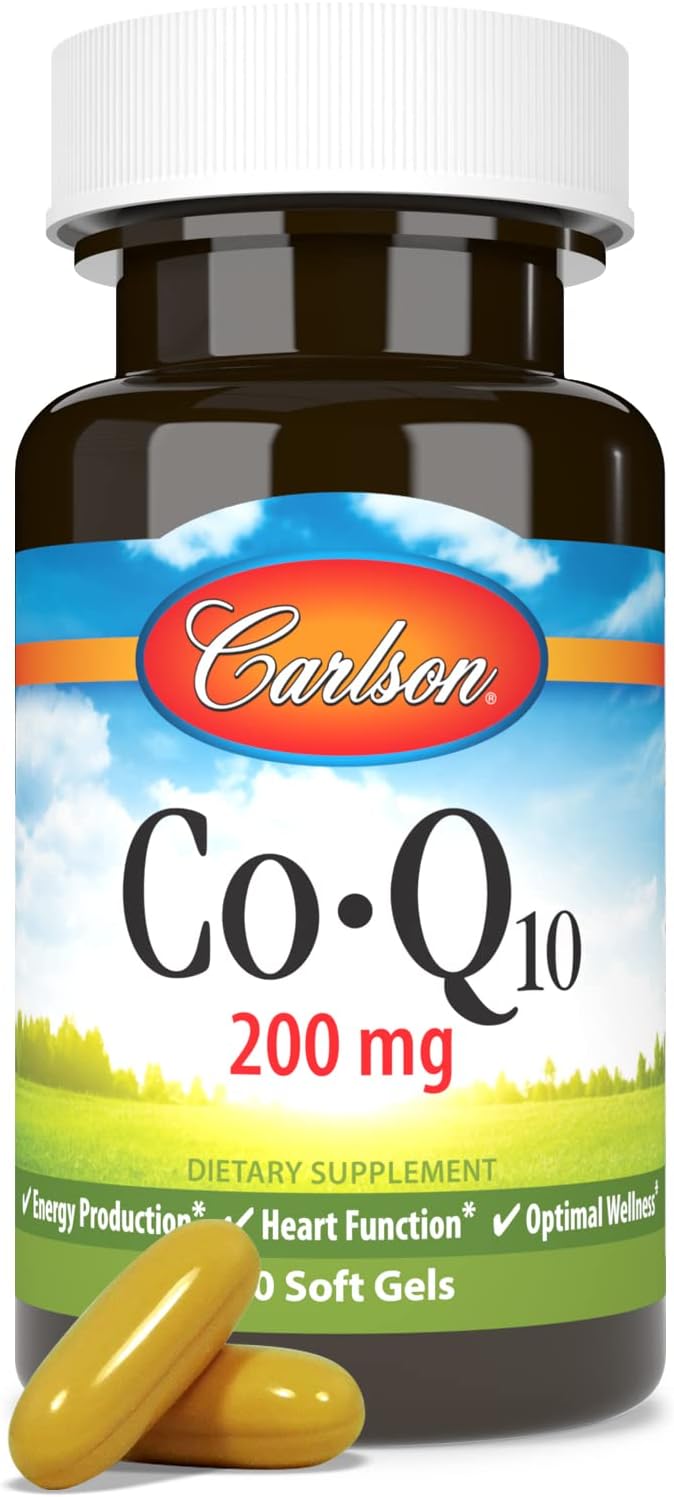 Carlson - Co-Q10 Co-Enzyme Q10 200 mg Energy Production &amp Heart Function 30 Softgels