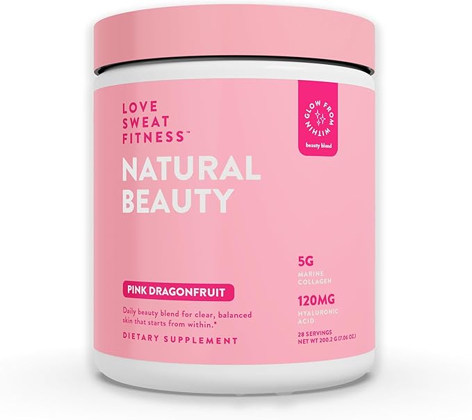 Love Sweat Fitness Marine Collagen Peptides for Women | Skin Hydration Hair &amp Joint Support | Collagen Powder Supplement | Natural Beauty Pink Dragonfruit | Non-GMO | 28 Servings