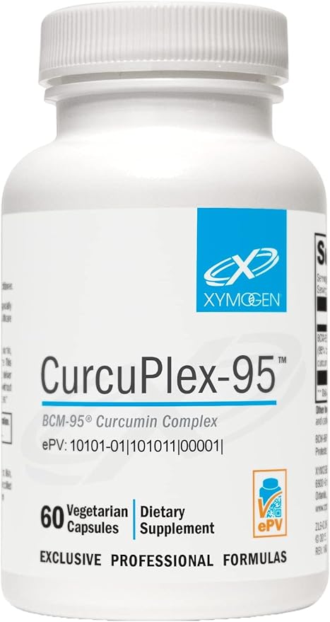 XYMOGEN CurcuPlex-95 - Turmeric Curcumin Supplement for Daily Brain Support* - Enhanced Bioavailability - Non-GMO Gluten-Free Vegan - 60 Capsules