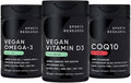 Sports Research® Vegan Supplements Pack - Vegan Vitamin D3 5000iu + Vegan Omega-3 Fish Oil Alternative + CoQ10 (100mg) w/Coconut Oil &amp Bioperine