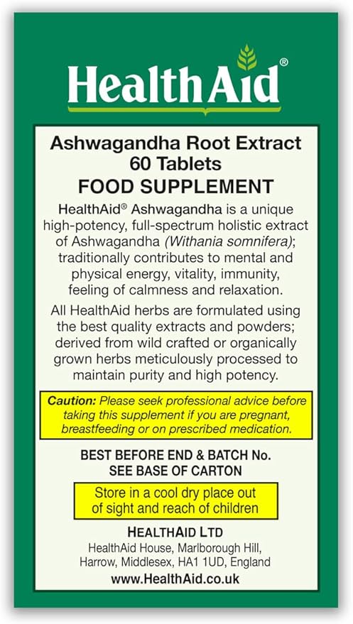HealthAid Ashwagandha 350 mg (15:1 Root Extract) – Standardized Vegan Adaptogen Supplement for Stress Response Focus Energy &amp Restful Sleep | Once-Daily Tablet