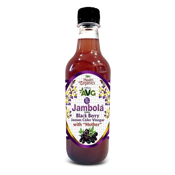Dharma AVG Health Organics Jambola Indian BlackBerry Jamun Cider Vinegar with Mother Raw Unfiltered Natural Detoxifier Improves Metabolism and Appetite 500 ml
