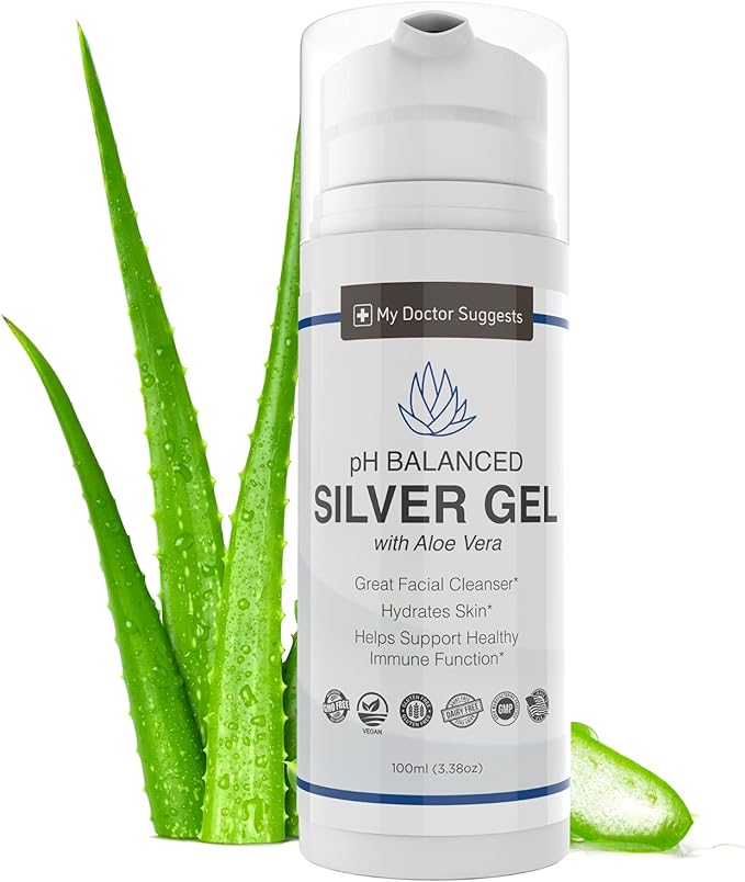 Colloidal Silver Gel Burn and Wound Care with Aloe Vera - 30ppm pH Balanced Formula Helps Soothe Burns Sores &amp Eczema - Structured Silver - Made in USA (3.38 oz)