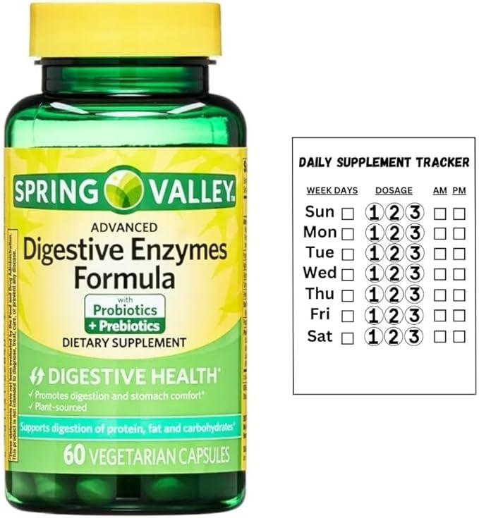 Digestive Enzymes: Health Solution with Probiotics Prebiotics and Enzymes for Both Women and Men + Daily Supplement Tracker Sticker