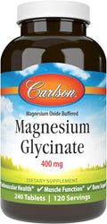 Carlson – Buffered Magnesium 400 mg – Gentle Absorption for Heart &amp Muscle Function Bone Support 240 Tablets