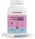 Zen Principle Marine Collagen Peptides Powder with OptiMSM® Supplement. Clinically Tested for Skin Support. Wild-Caught Fish Non-GMO. 210 Capsules.