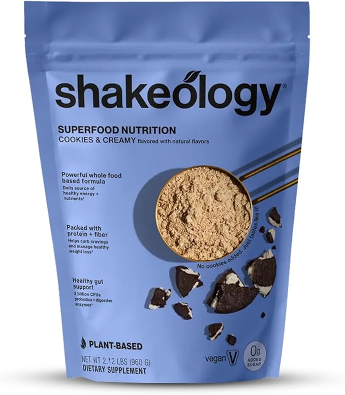 Shakeology 0g Added Sugar Plant Based Protein Powder Blend Gluten-Free Shake with Vitamins and Minerals – Helps Support Healthy Weight Loss Lean Muscle – Cookies &amp Creamy 30 Servings