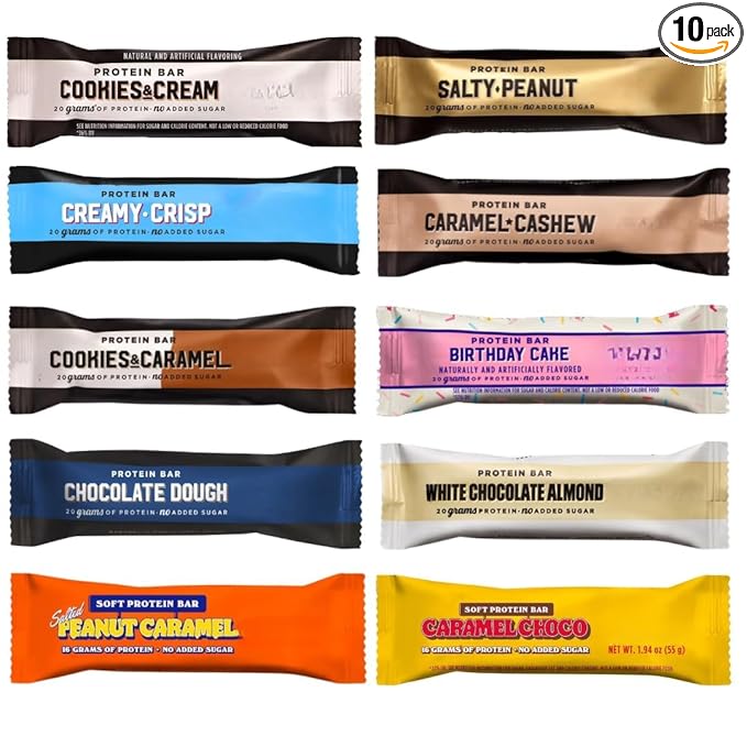 BarebeIIs-Protein Bars-Assorted Variety Pack Sampler Protein Snacks with 20g of Protein. (10 Pack)