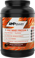 Rich Chocolate Whey Protein Powder | Scientifically-Designed Optimum Muscle Stack Gut Brain Immune | Protein BCAA Creatine L-Glutamine Probiotics Digestive Enzymes | 40.8oz
