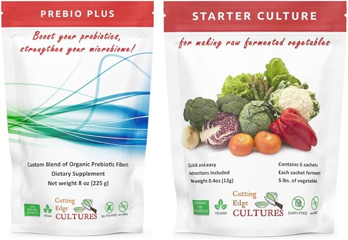 Cutting Edge Cultures Prebio Plus Prebiotic Fiber Powder Best Custom Blend of Organic Prebiotic Fibers Dietary Supplement 8 oz