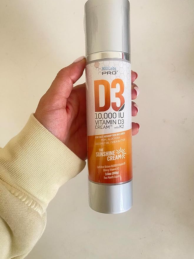 All Natural Vitamin D3 10000IU Vitamin D Cream Maximum Strength Fight Vitamin D Deficiency Naturally - with Vitamin K2 &amp Olive Leaf Extract - Three Month Supply - Safe &amp Effective (10000IU -