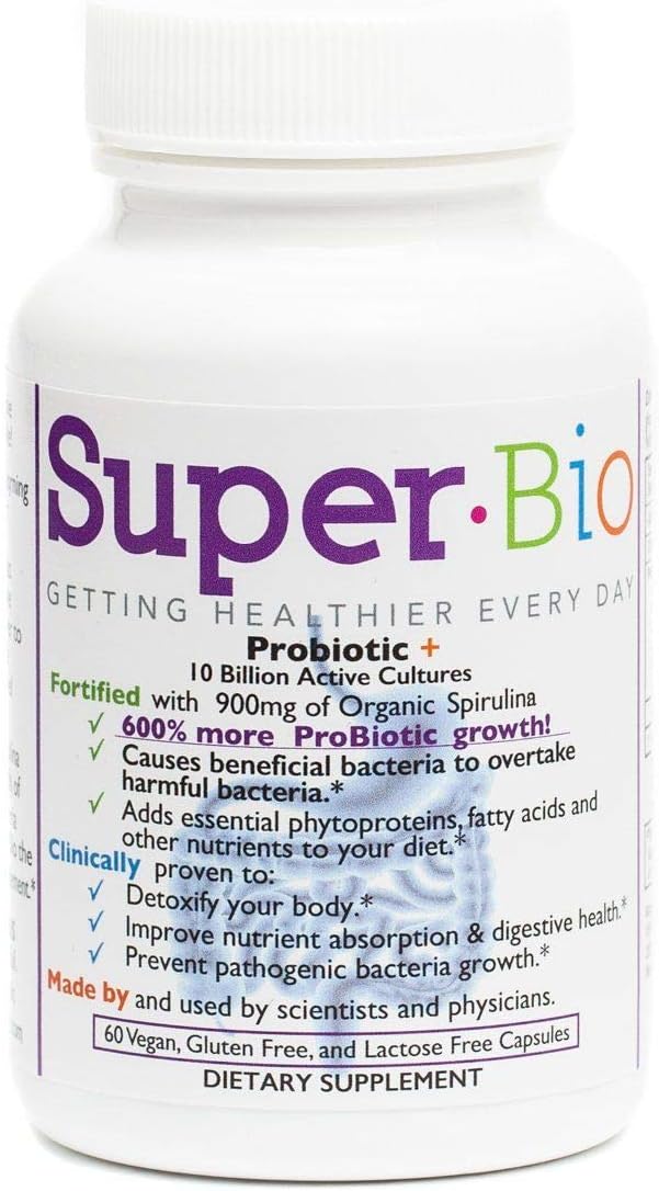 SuperBio probiotic with Organic spirulina Designed to Nourish Beneficial Gut Bacteria and Support Digestive Balance. A Premium probiotic with prebiotic Support for Daily Wellness.