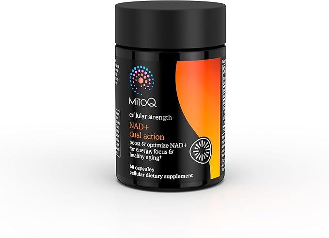 MitoQ NAD+ Dual Action Supplement | Niacin (Niacinamide) Nicotinamide Riboside (NR) Resveratrol &amp PQQ | Support Energy Focus &amp Healthy Aging | 60 Capsules