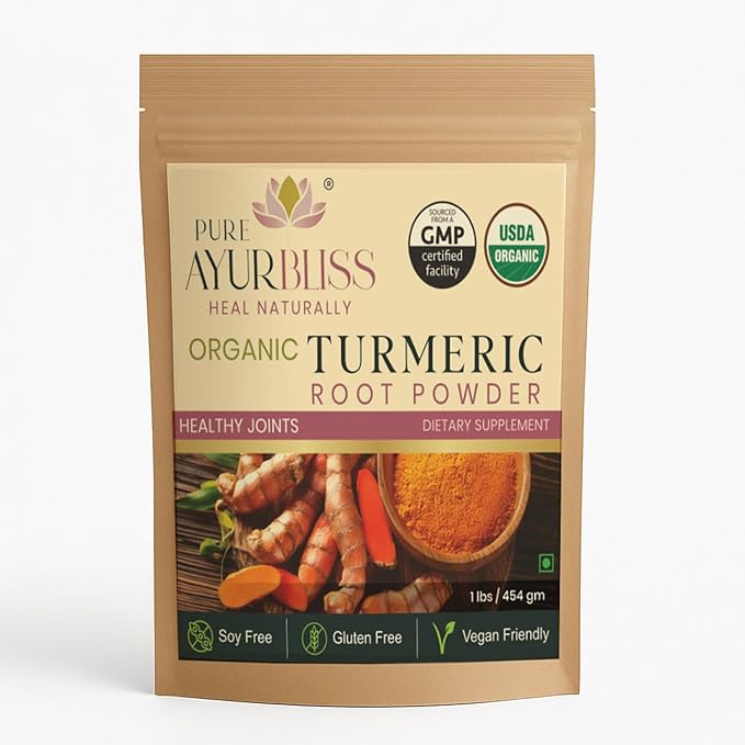 100% Organic Turmeric Powder for Daily Balance with Curcumin for Joint Health Immune Support and Gut Wellness Ayurvedic Superfood for Cooking Golden Milk DIY Masks - 16oz