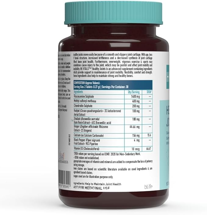 Senta Health K Joint Support Supplement with Glucosamine 1400mg Chondroitin Calcium and Vitamin D3 for Joint Strength Mobility and Flexibility 60 Joint Support Tablet