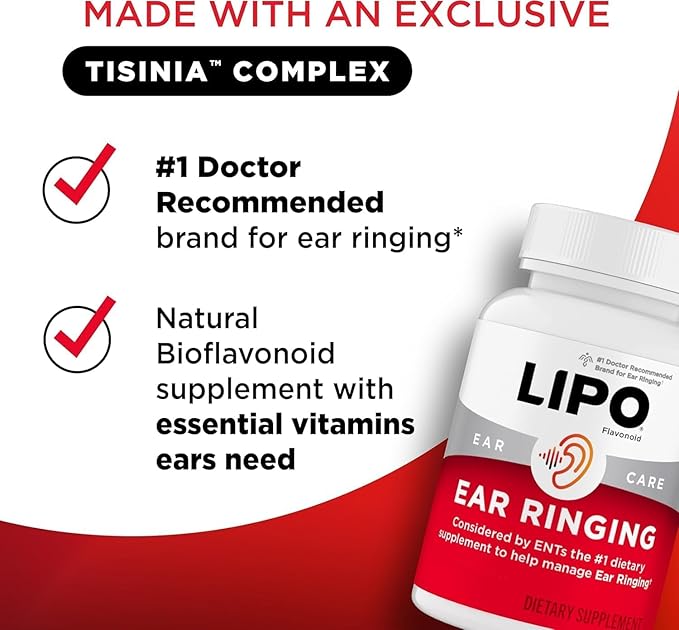 Lipo-Flavonoid Ear Ringing - Doctor-Recommended for Ringing Ears - Clinically Proven Lemon Bioflavonoid Complex with Vitamins C B1 B2 B6 B12 &amp Calcium - 150 Caplets