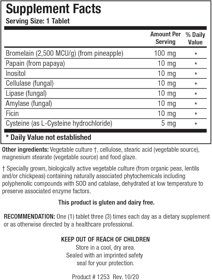 Biotics Research Bromelain Plus CLA Supplies Bromelain and Papain Provides Supplemental Enzyme Support Supports Muscular Comfort 100 Tablets