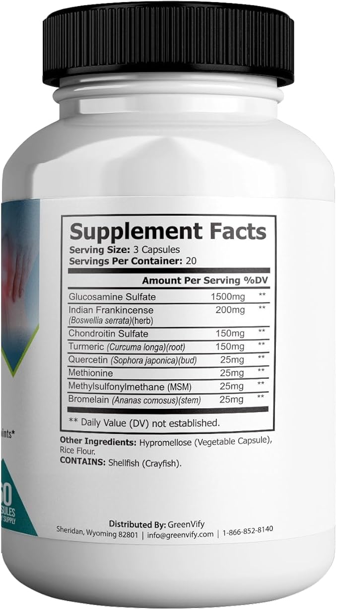 Joint Eternal Max Natural Essences Natural Joint Support Supplement 60 Capsules 20 Days Supply Gluten Free Sugar Free Non-GMO Made in USA (5)