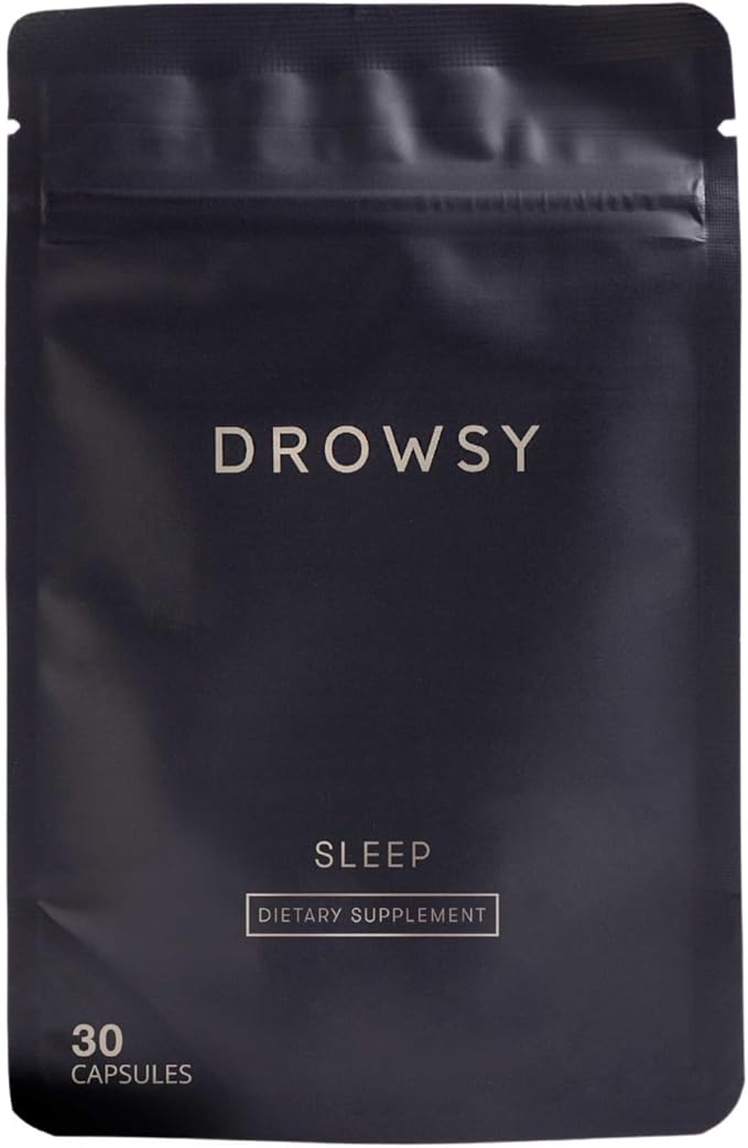 Drowsy Sleep - Nighttime Sleep &amp Skin Supplement with Magnesium L-Tryptophan L-Theanine &amp Hyaluronic Acid - Supports Restful Nights &amp Glowing Skin - Non-Habit Forming