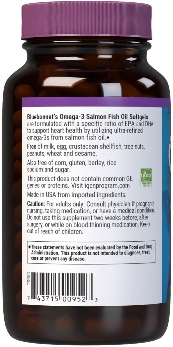 BlueBonnet Nutrition Omega-3 Salmon Oil Softgels 90 Count