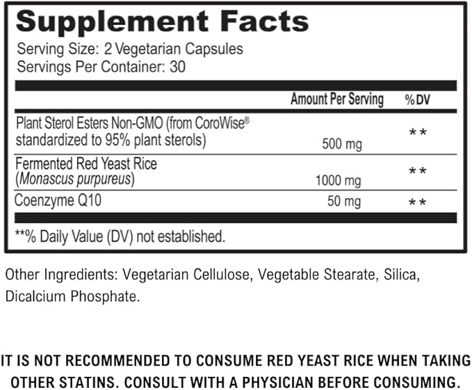 ScimeraMD® CardiovascularMD Red Yeast Rice Supplement with Phytosterol Ester and CoQ10 for Heart Health and Cholesterol Support 60 CT