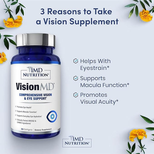 1MD Nutrition VisionMD Eye Vitamin CARMIS - with Lutein &amp Zeaxanthin | Supports Vision Health Everyday Eye Strain &amp Occasional Dry Eye | 90 Softgels (3-Pack)