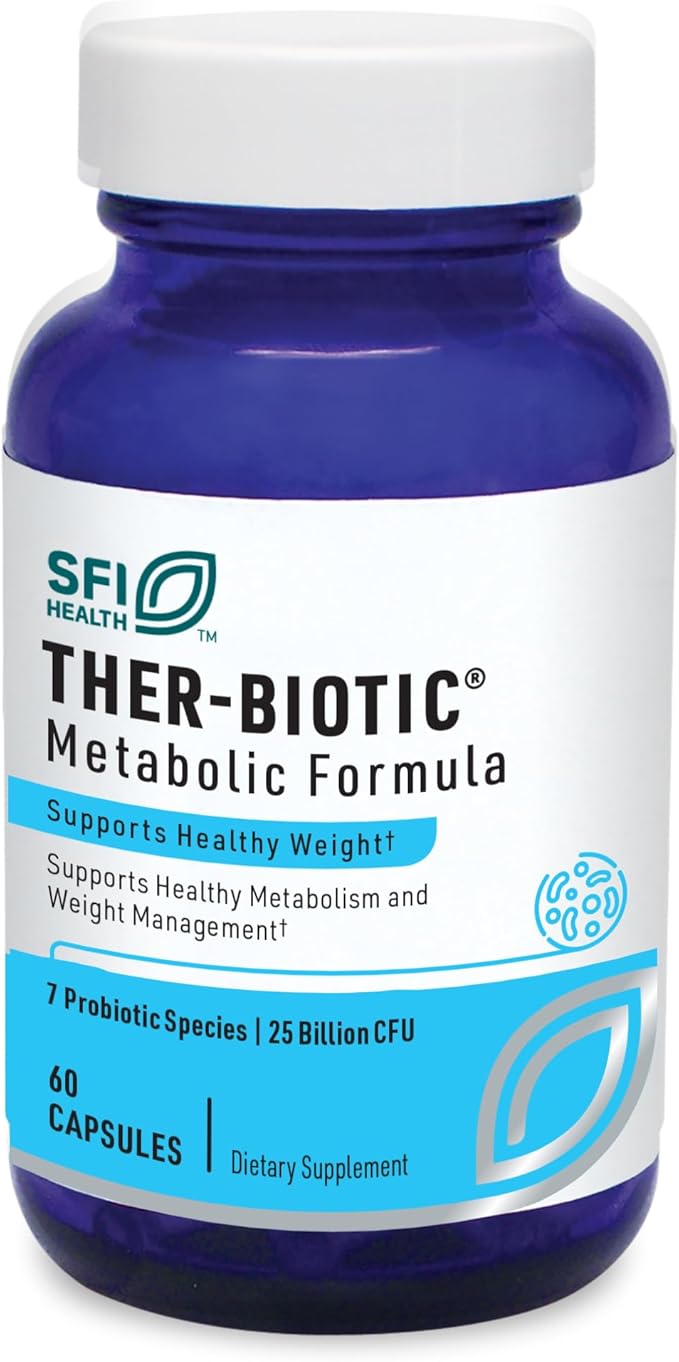 Klaire Labs SFI Health Ther-Biotic Metabolic Formula Probiotic - Lactobacillus &amp Bifidobacterium Species - Healthy Metabolism + Immune Support - Vegetarian 25b CFU for Adults (60 Capsules)
