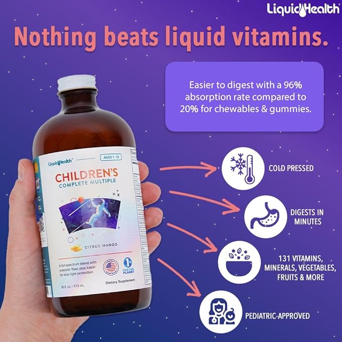 LIQUIDHEALTH Children's Complete Multivitamin &amp Women's Prenatal/Postnatal Liquid Multivitamin for Before During &amp After Pregnancy - Immune Support Health &amp Wellness for Moms &amp Kids