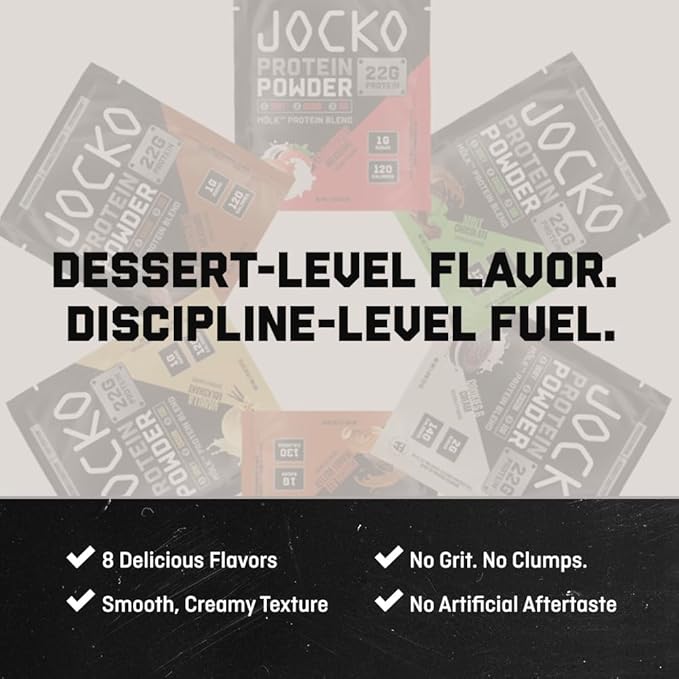 Jocko Fuel Whey Protein Powder Banana Cream 22g Protein Digestive Enzymes + Probiotic Blend No Sugar Added with Essential Amino Acids + Electrolyte Minerals 28 Servings