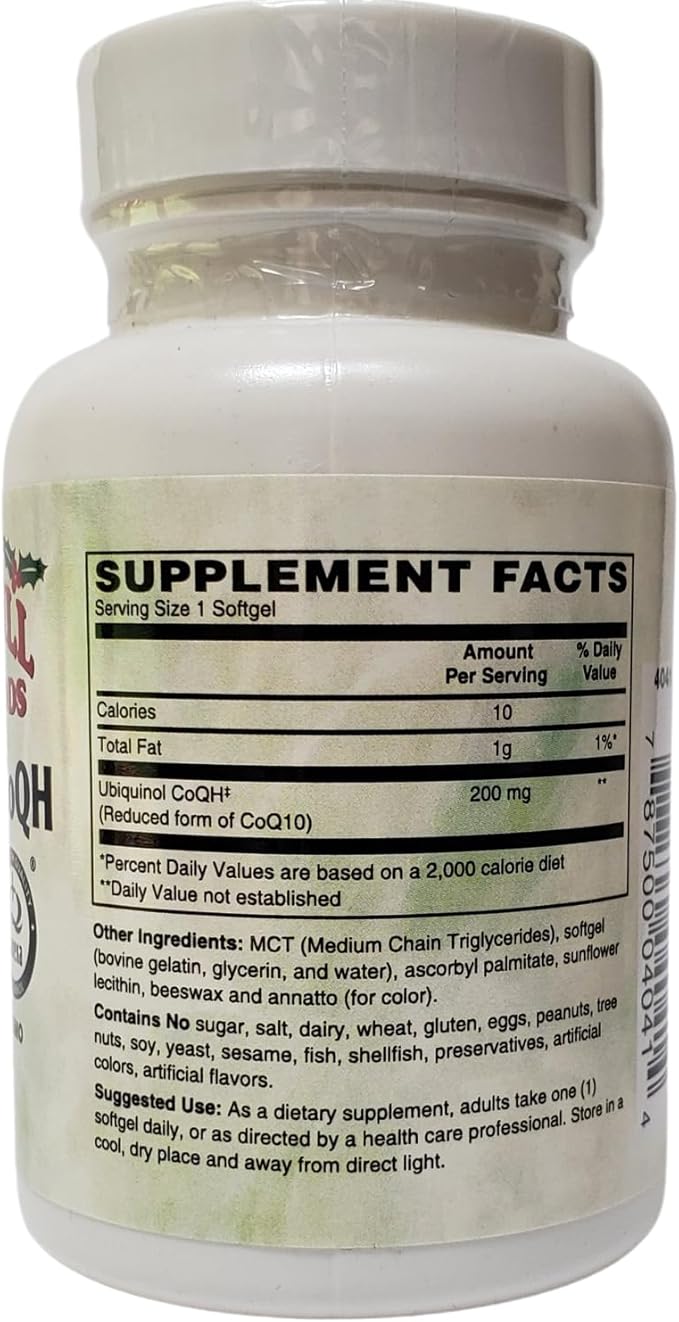 Holly Hill Health Foods Ubiquinol CoQH 200 mg 30 Softgels