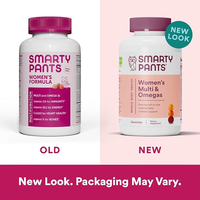 SmartyPants Kids Multivitamin Gummies Sugar Free: Omega 3 (ALA) Vitamin D3 C Vitamin B12 B6 &amp Women's Multivitamin Gummies: Omega 3 Fish Oil (EPA/DHA) Methylfolate CoQ10