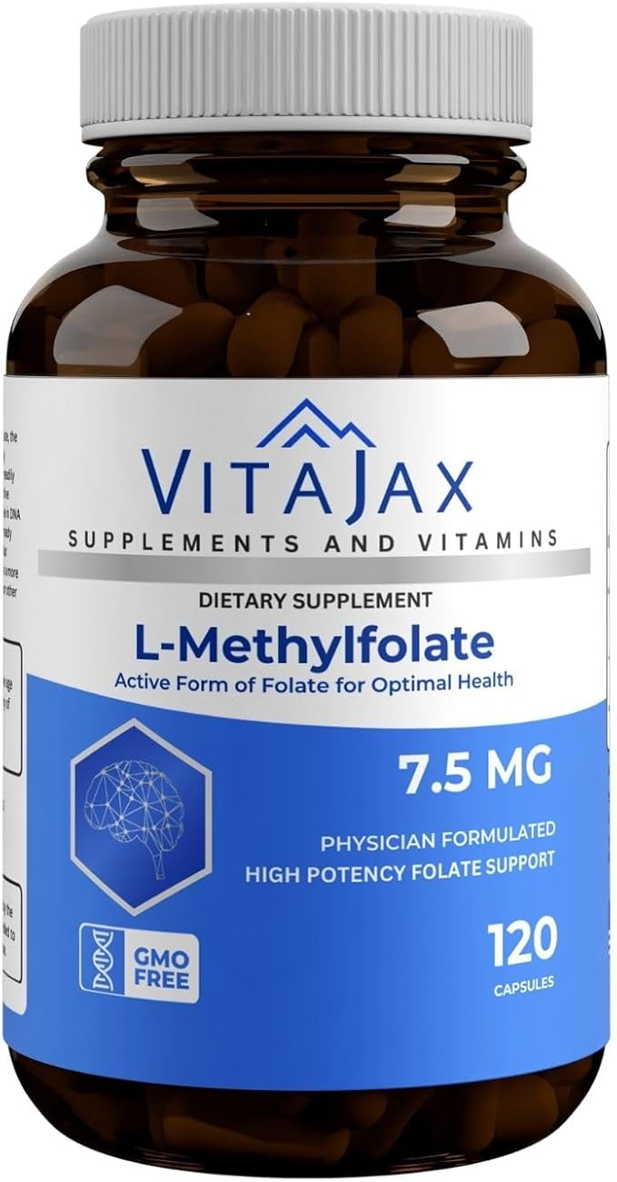 L Methylfolate 7.5 mg | 120 Caps | Value Pack | Max Potency | Active Folate | Gluten Free | Methyl Folate 5-MTHF | No Filler Doctor Designed and Formulated