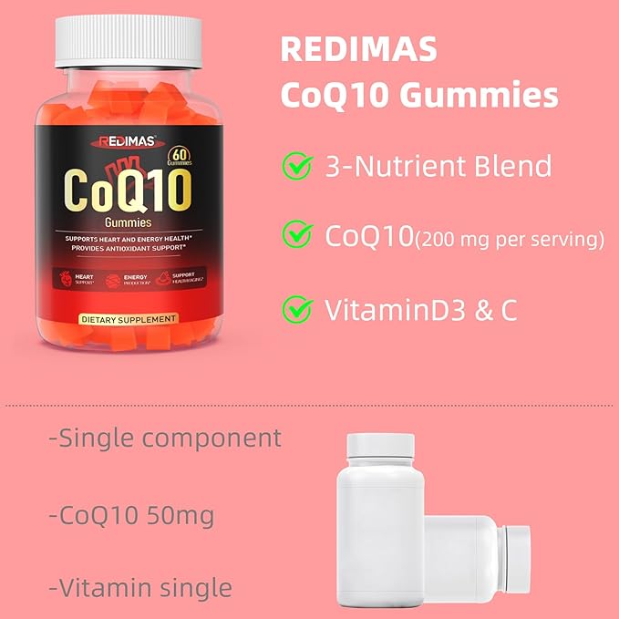 CoQ10 Gummies for Adults Fruit Flavored Chewable with Coenzyme Q10 Soft Gummy Format for Easy Daily Use 60 Count Bottle