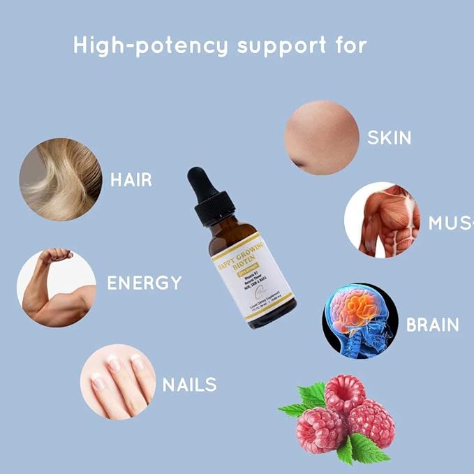 Happy Growing Biotin Liquid Drops for Hair Growth 1 oz