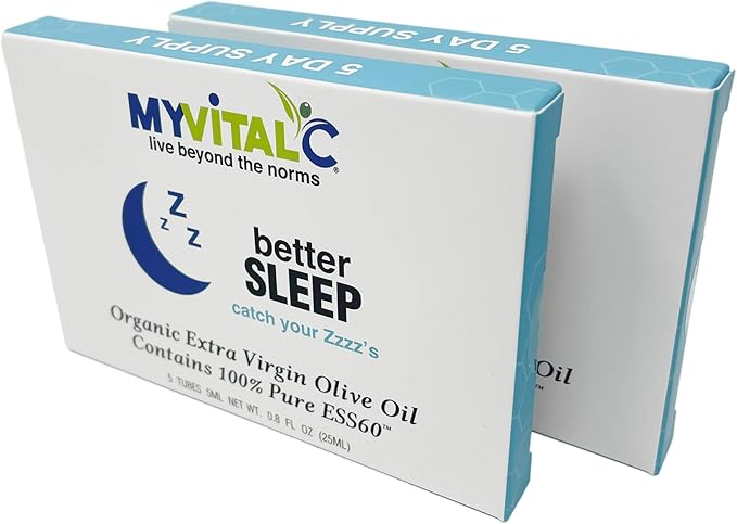 MyVitalC Better Sleep Supplement Shots - Pure ESS60 Organic Extra Virgin Olive Oil - 50 ML Pack of 2